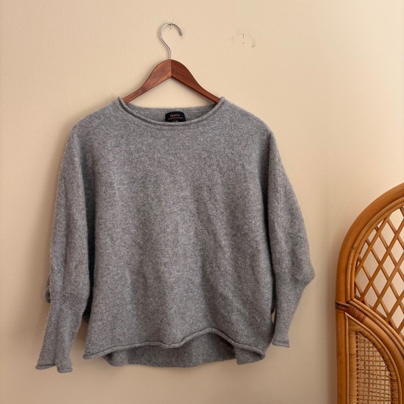 Quince Sweaters - Quince 100% Cashmere Batwing Cowl Gray Pullover Womens Boxy Fit Casual Sweater